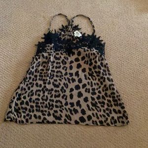 Bibi S cheetah print lace detail tank